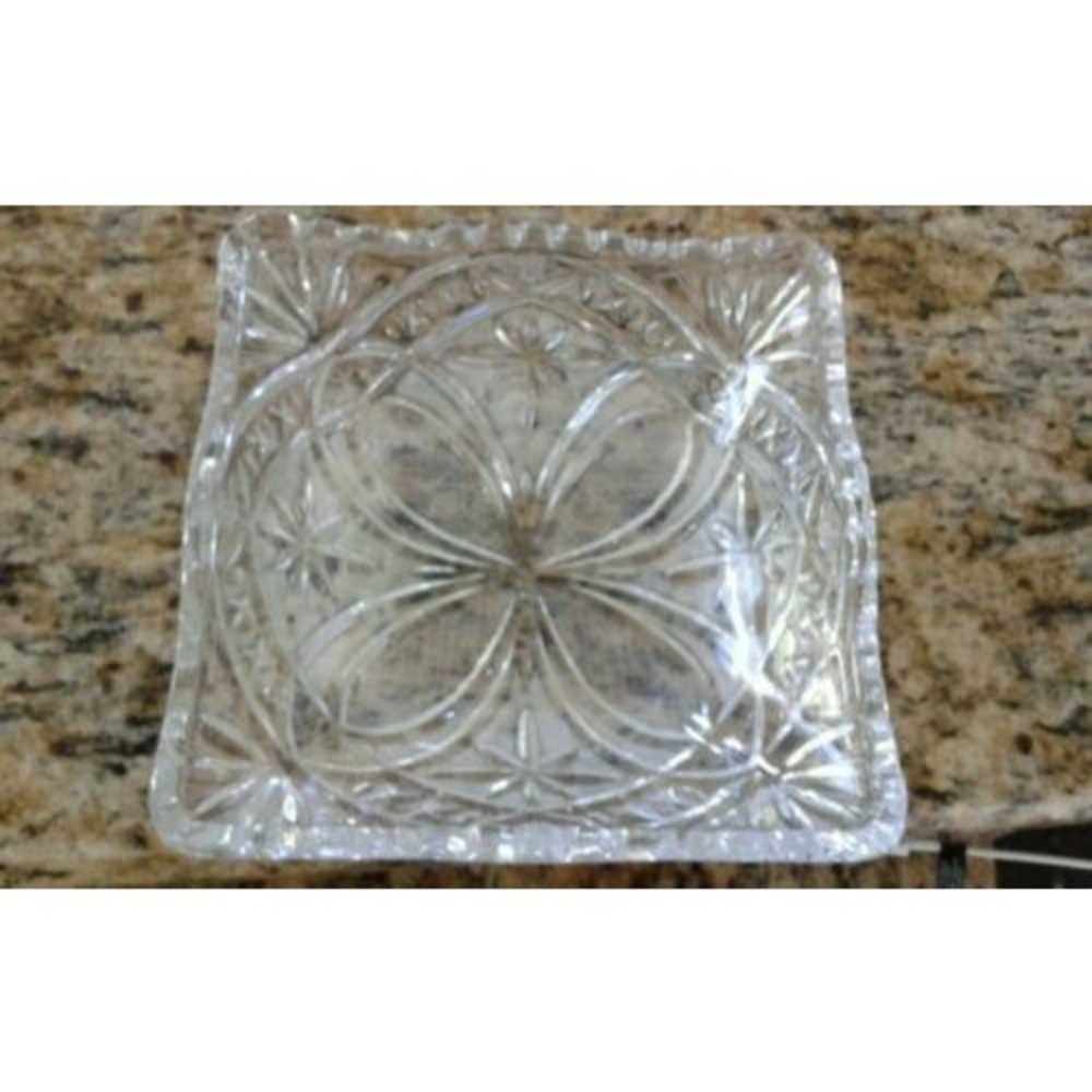 Irena Square 24% Lead Oxide Cut Crystal Fruit Bowl Dish, Made in Poland